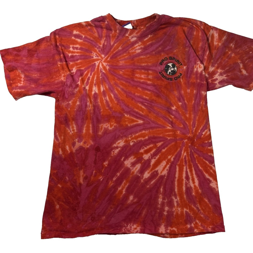 Vintage 90s Pro Spirit Tie Dye TShirt Mens M Pink Orange Psychedelic USA